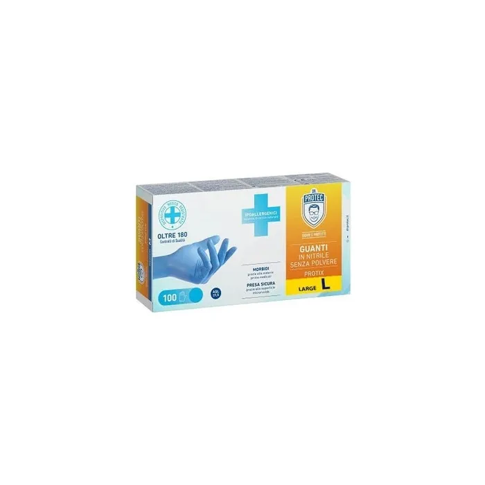 Guanti Protec Nitrile Gloves 100 Pieces Without Polymer Blue