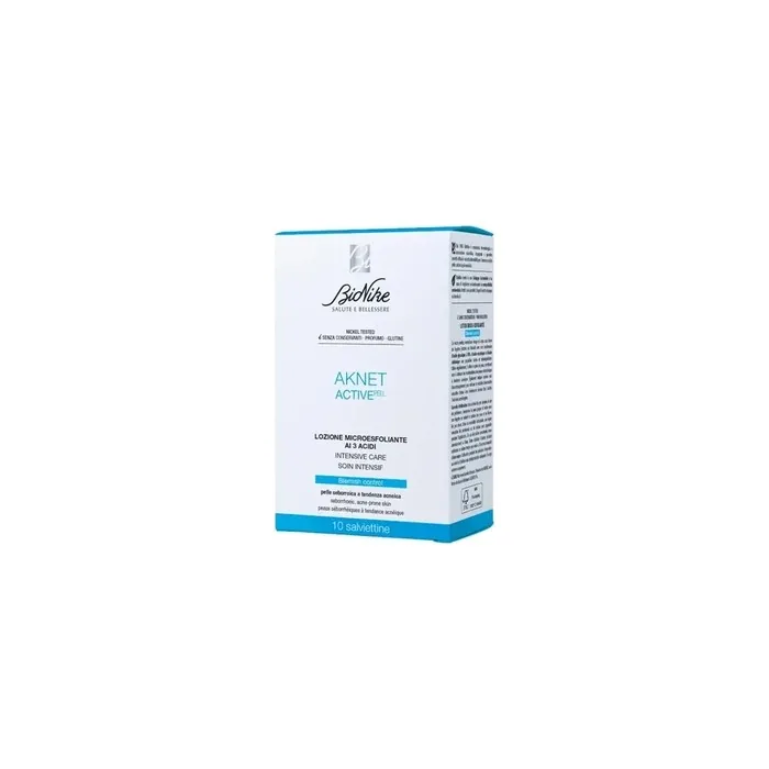 Bionike Aknet Peel Exfoliating Lotion With 3 Acids 10 Single Use Wipes