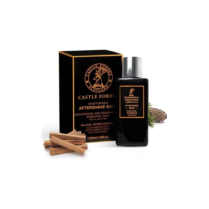Castle Forbes Cedarwood & Sandalwood Aftershave Balm for Men 5 fl.oz. Moisturizing After Shave Lotion with Essential Oils Soothing & Refreshing Alcohol Free Post Shave Skincare for All Skin Types