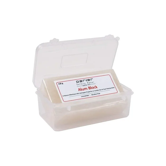Parker Safety Razor S Large Alum Block With Travel Case 125g 4.4 Oz. - A Natural Aftershave With Antiseptic Properties