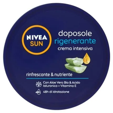NIVEA SUN Intensive Regenerating After-Sun Cream 300ml with Organic Aloe Vera, Hyaluronic Acid, and Vitamin E Moisturizing and Refreshing Body Cream
