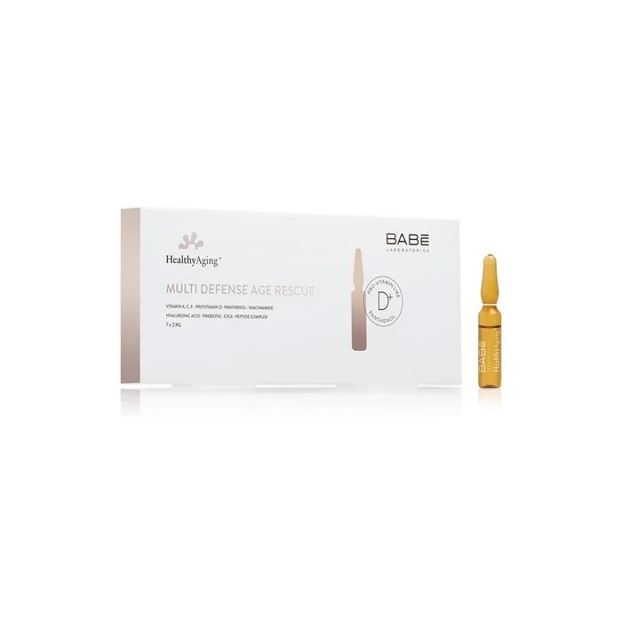 Laboratorios Babé Multi Defense Age Rescue Ampoules HealthyAging+ Regenerating Revitalising and Rejuvenating Effect Firmer and Hydrated Skin Wrinkle Bubbles 7 Ampoules x 2ml - Pack of 7