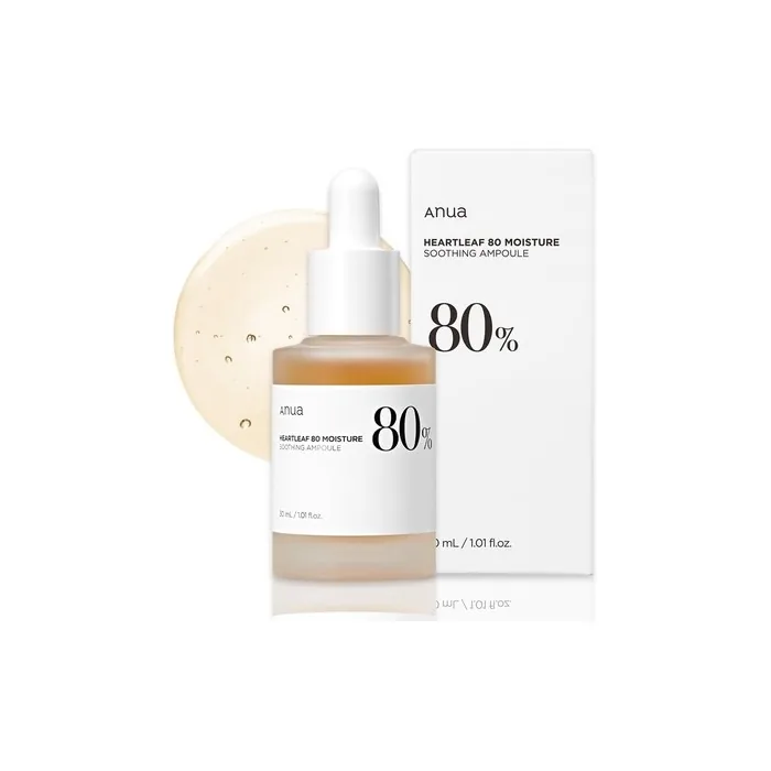 ANUA Heartleaf 80% Soothing Ampoule 30ml - Face Skin Calm Serum Hydrating Panthenol B5 Calming Treatment Essence for Combination, Sensitive, Normal Skin - Korean Skincare
