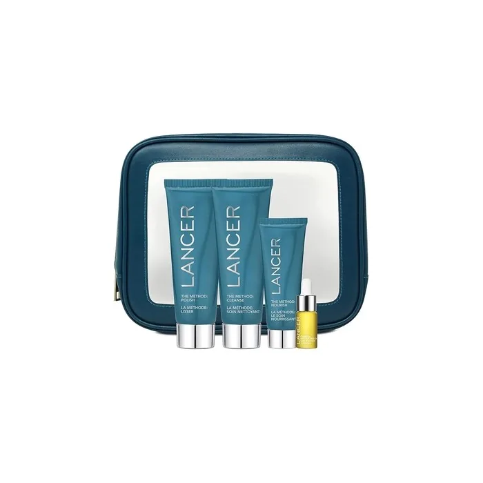 Lancer Skincare The Method Intro Kit 3-Step Anti-Aging Facial Exfoliator Cleanser and Moisturizer for Glowing Skin