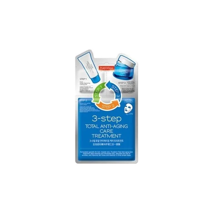 PUREDERM 3-Step Total Anti-Aging Care Facial Mask Treatment - Pack of 5