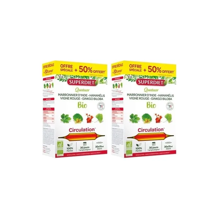 Superdiet Quatuor Circulation Bio for Light Legs with Chestnut