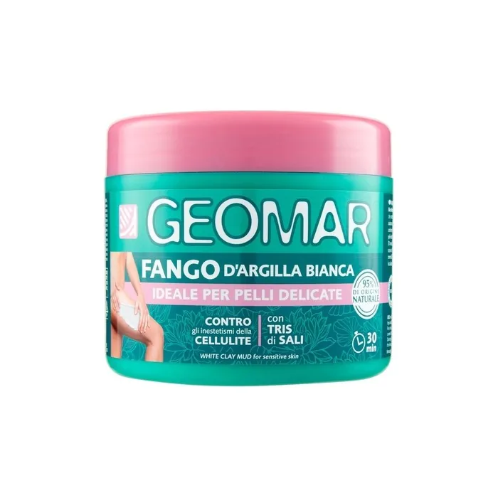 GEOMAR White Clay Mud Against Cellulite Imperfections Sensitive Skin 95% Natural Origin With Tris Salts Sea Salt Epsom and Dead Sea Made in Italy 600g