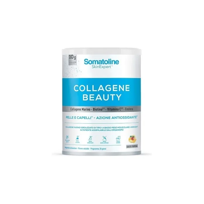 Somatoline Collagene Beauty Tropical Dietary Supplement with Marine Collagen and Hyaluronic Acid 198g