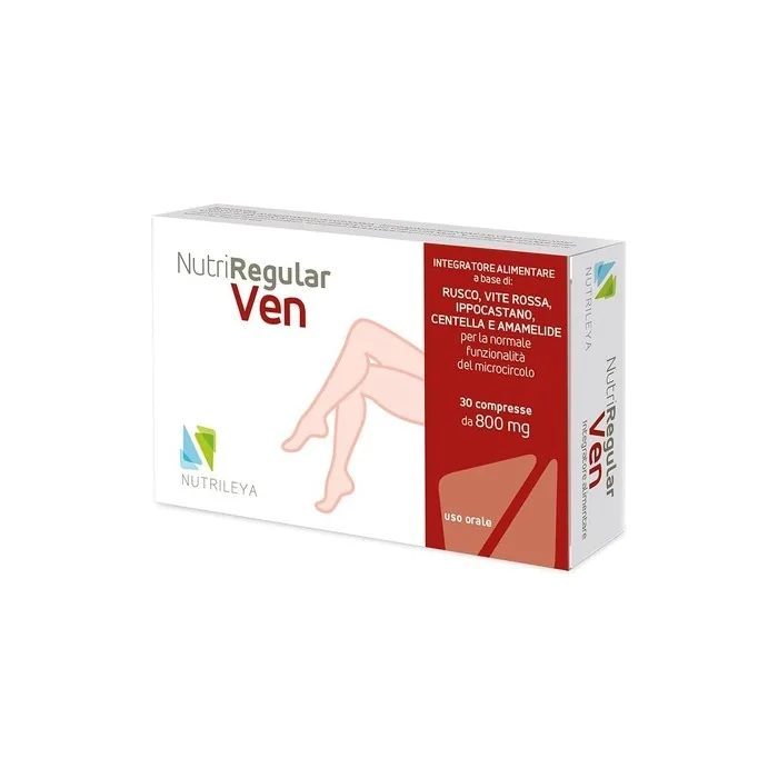 NutriRegular Ven 30 Natural Tablets for Swollen and Heavy Legs Capillary Fragility Microcirculation with Horse Chestnut Centella Red Vine Witch Hazel Rusco