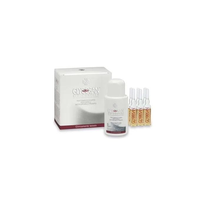 Glycosan Plus Bio Complex Anti-Dandruff Treatment with Itch Relief 6 Vials + 150ml Shampoo