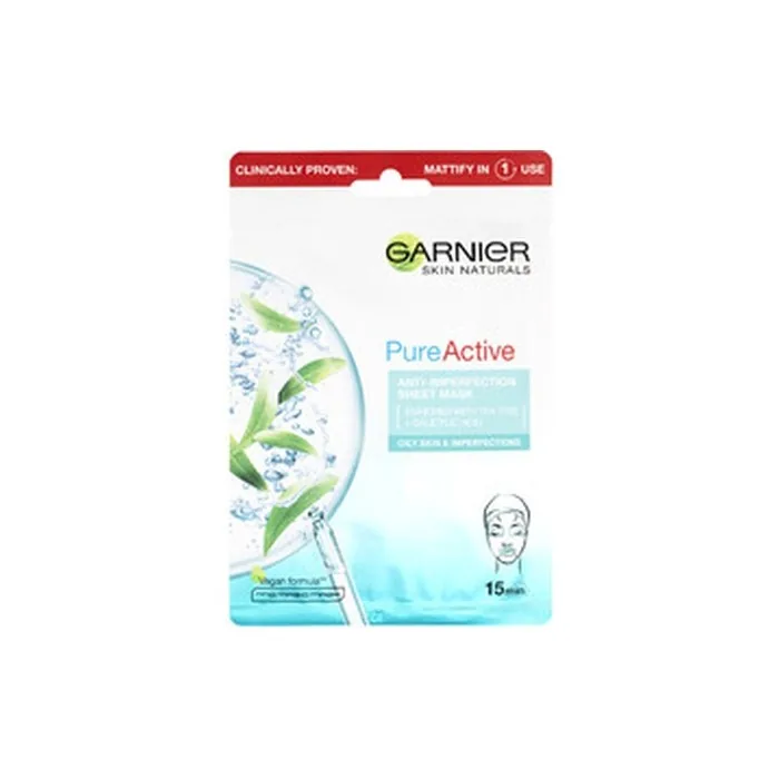 Garnier Skin Naturals Pure Active Moisturizing Textile Mask Against Imperfections Enriched With Tea Tree And Salicylic Acid