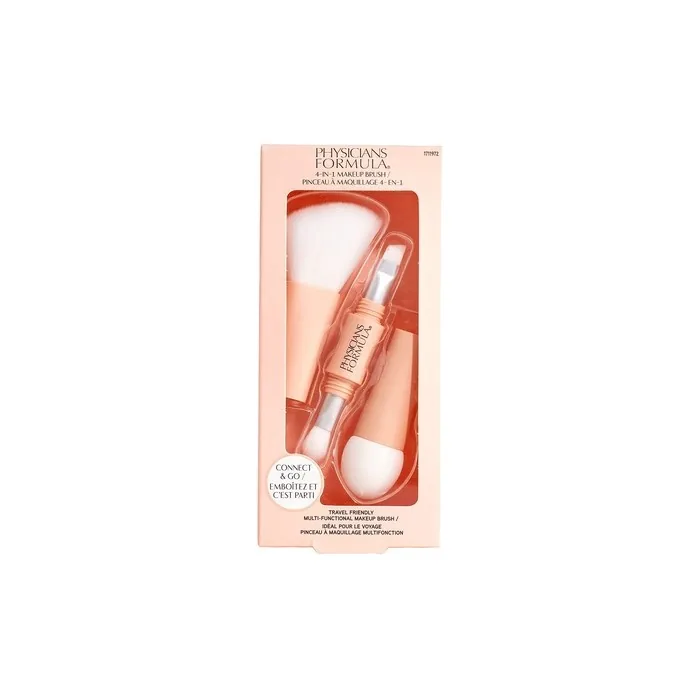 Physicians Formula 4-in-1 Makeup Brush Set for On-the-Go Application - Eyeshadow, Eyeliner/Brow, Bronzer/Brush, Foundation/Concealer Sponge