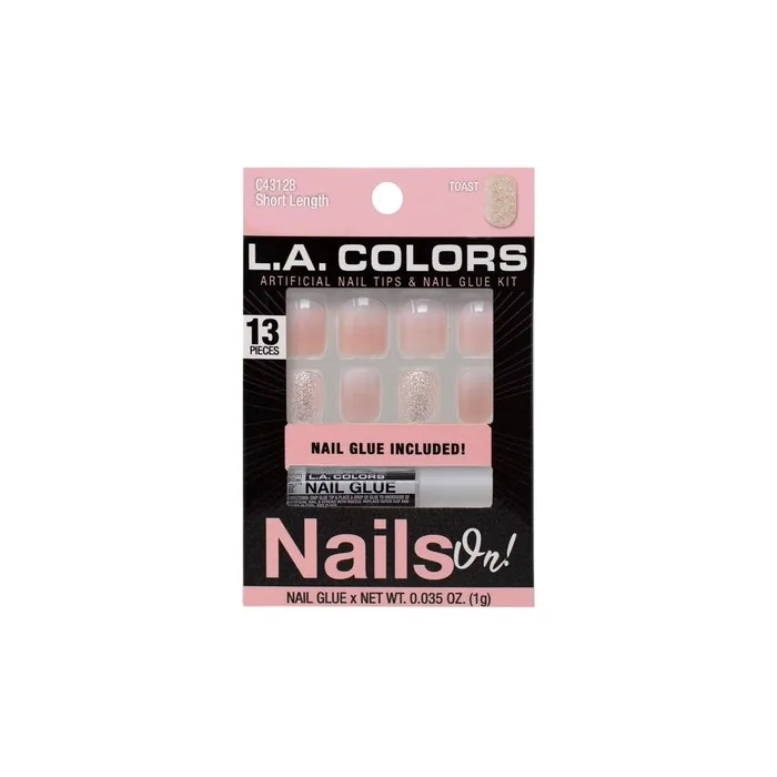 L.A. Colors Artificial Nails with Glue - Toast