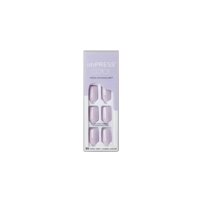 KISS imPRESS Color Press-On Nails PureFit Technology Short Length Picture Purplect Manicure