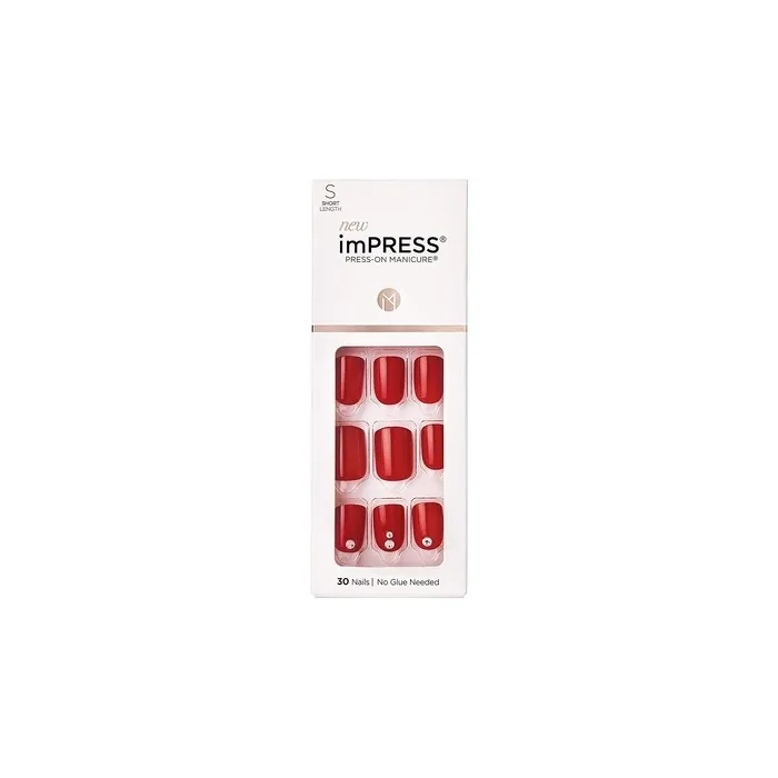 KISS imPRESS Press-On Manicure Kill Heels Short Square Nails with PureFit Technology - 30 Fake Nails