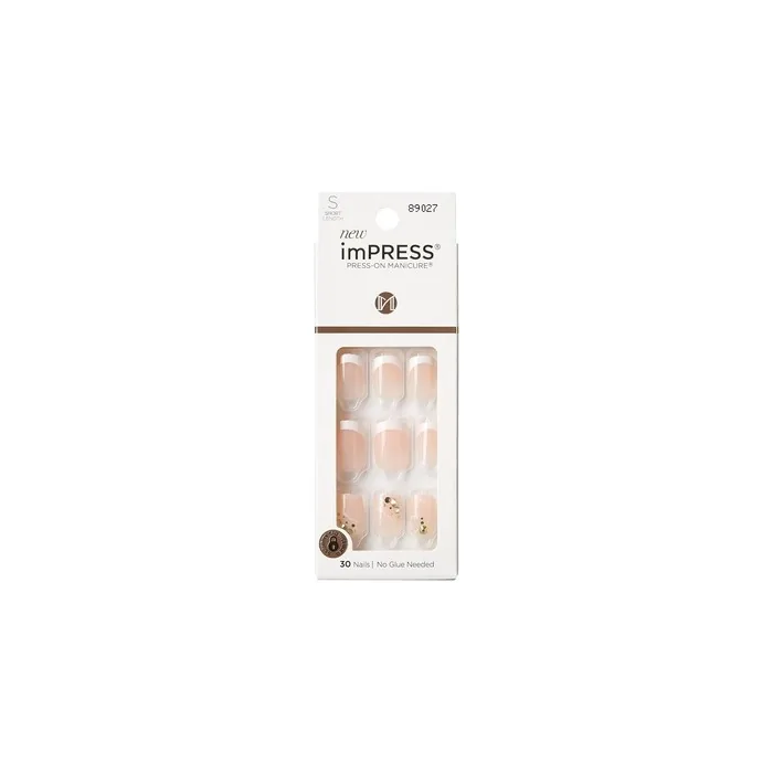 Kiss Impress Press-On Manicure Fake Nails My Worth Short Square French