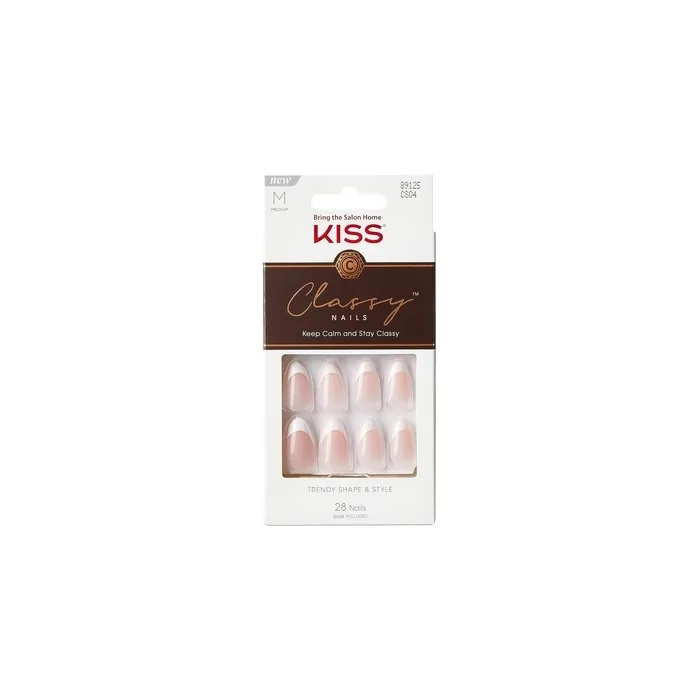 KISS Classy Artificial Nails Ready-to-Use DIY Manicure Waterproof Smudge-proof Chip-proof No Dry Time Durable and Flexible Medium Coffin Shape Quick and Easy