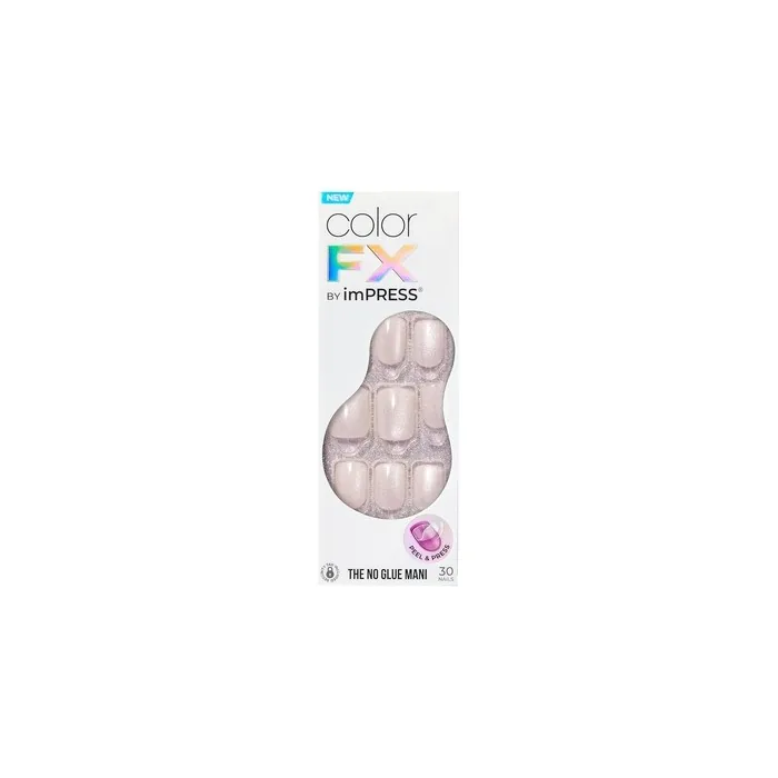 KISS imPRESS No Glue Mani Press-On Nails Color FX Rebel Light White Short Size Squoval Shape Includes 30 Nails Prep Pad Instructions Sheet 1 Manicure Stick 1 Mini File