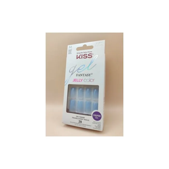 Kiss Gel Fantasy Jelly Color Gel Nails 28 Artificial Nails with Glue 91891/Fjc03c