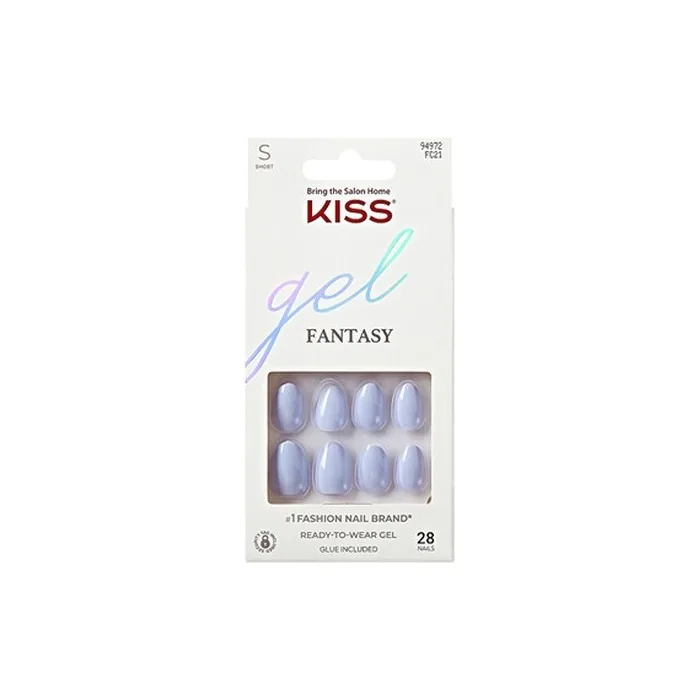 Kiss Gel Fantasy Day 1 Blue Press-On Nails 28 Count