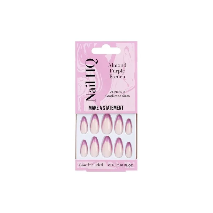 Nail HQ Almond Purple French Nails 24 Pieces