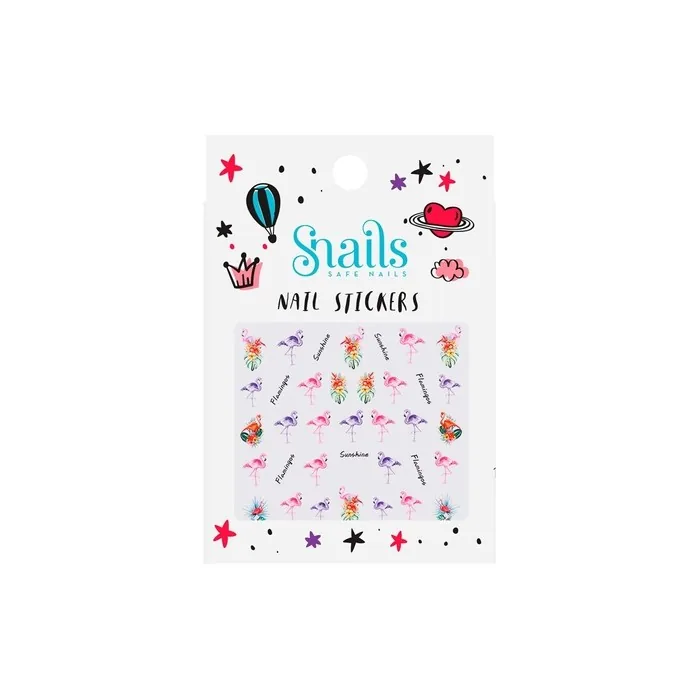Snails Children's Nail Stickers Flamingos Design