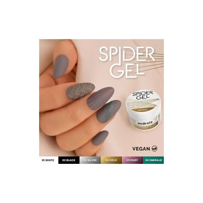 Andreia Professional Gold Spider Gel Creation Nail Art Design