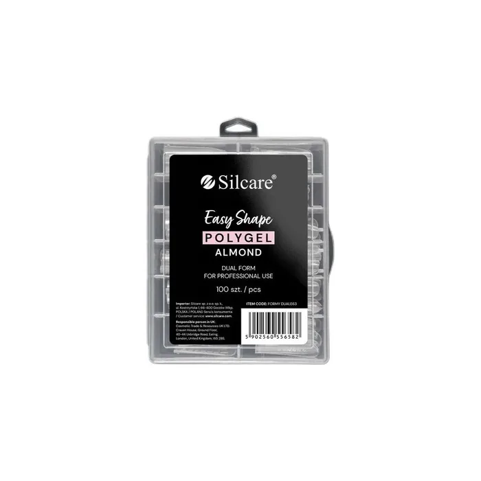 Silcare Dual Forms For Acrylic Gel Clear Almond 100 Pieces