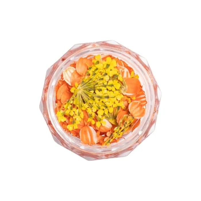 Semilac Flower Flakes Golden Sunset Golden & Orange Nail Decoration - Dried