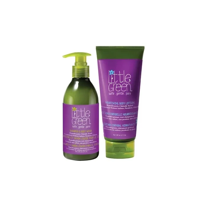 Little Green Kids Bathtime Essentials Kit Kids Hair and Body Wash 8 oz and Kids Body Lotion 6 oz