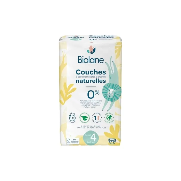 Biolane Natural Diapers Size 4 (7-18 Kg) - Pack of 44
