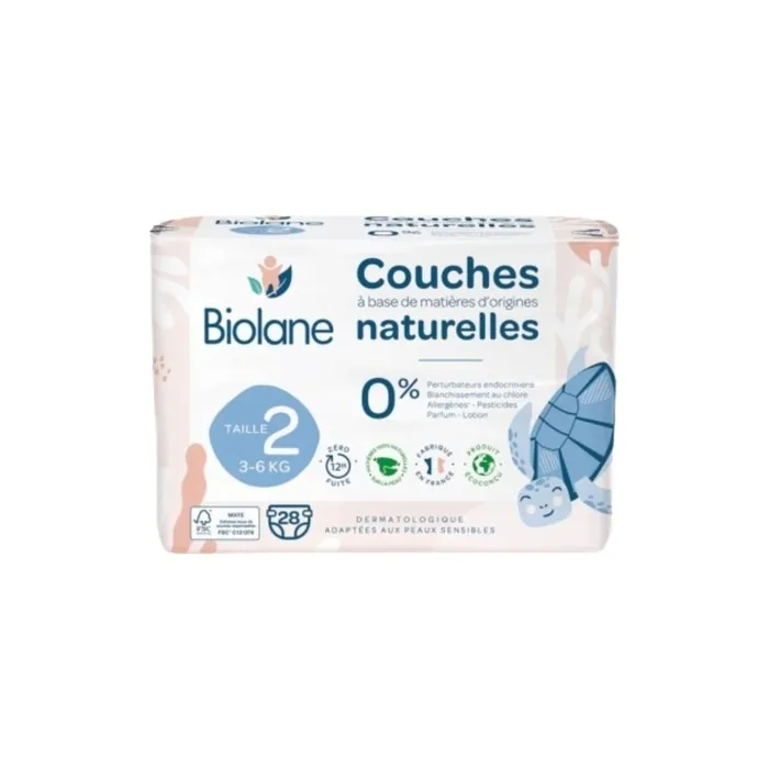 Biolane Natural Diapers Size 2 (3-6 Kg) - Pack of 28