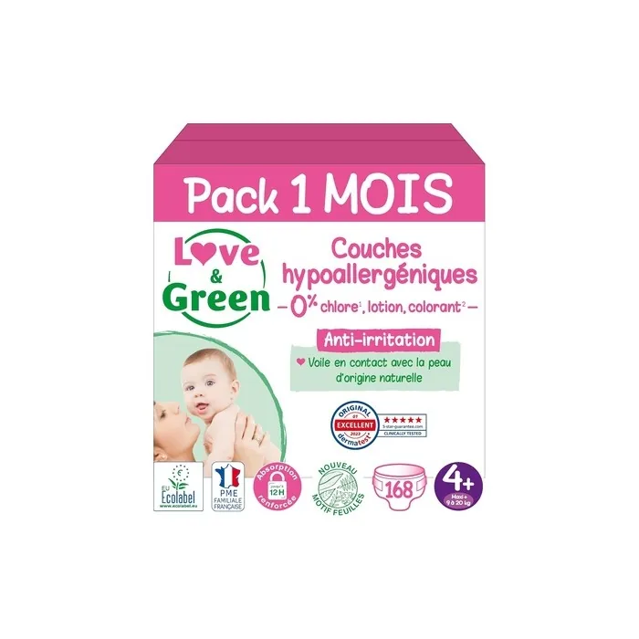 Love & Green Healthy and Ecological Baby Diapers Size 4+ 9-20 Kg