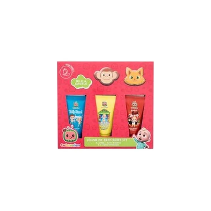 Fragrances For Children Cocomelon Color Me Bath Paint Set Gift Set With 3 X 50 Ml Bath Paint And 2 Washing Sponges