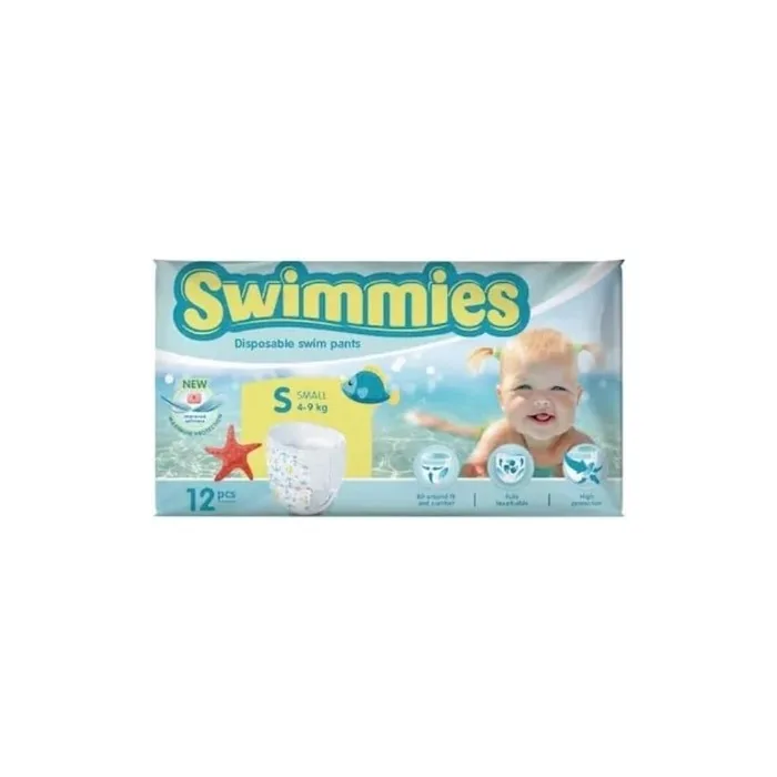 Swimmies Costume Diapers for Sea and Pool Size S 4/9 Kg - Pack of 12