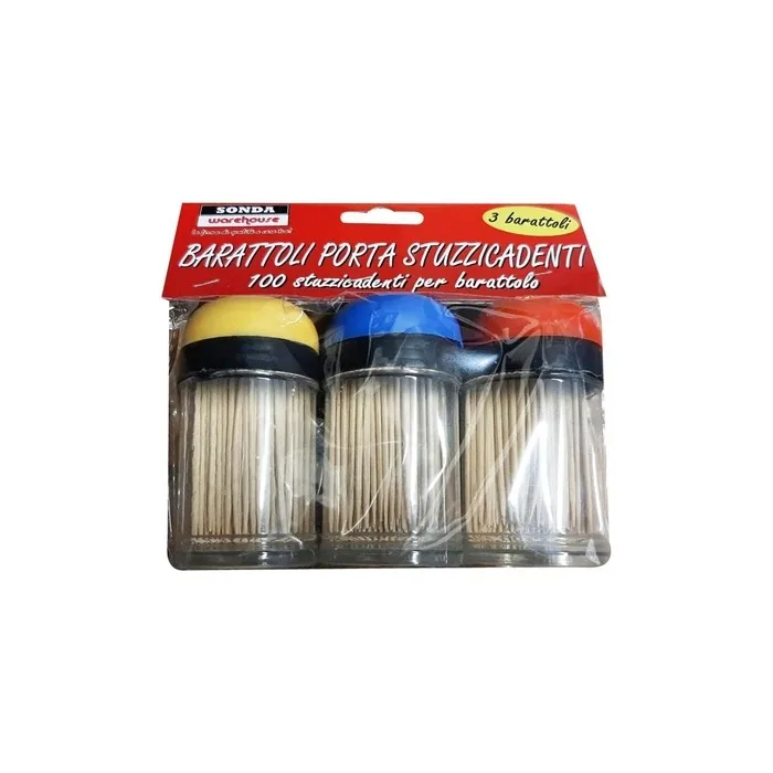 Stuzzicadenti 100 Pcs Dispenser x 3 Pcs Sonda Toothpicks