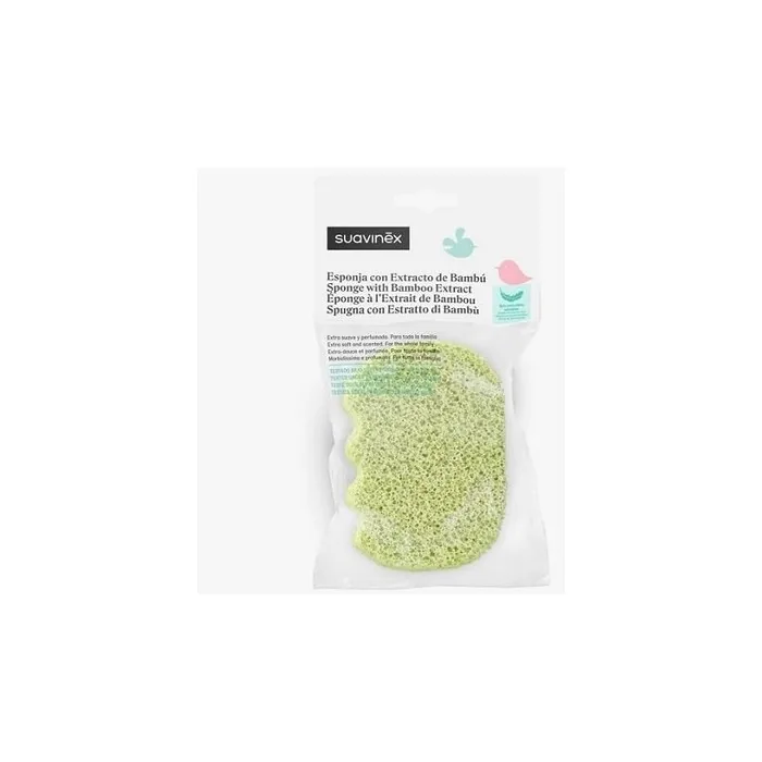 Suavinex Bamboo Extract Bath Sponge for Babies and the Whole Family Sensitive Skin Extra Soft Delicate Fragrance Green