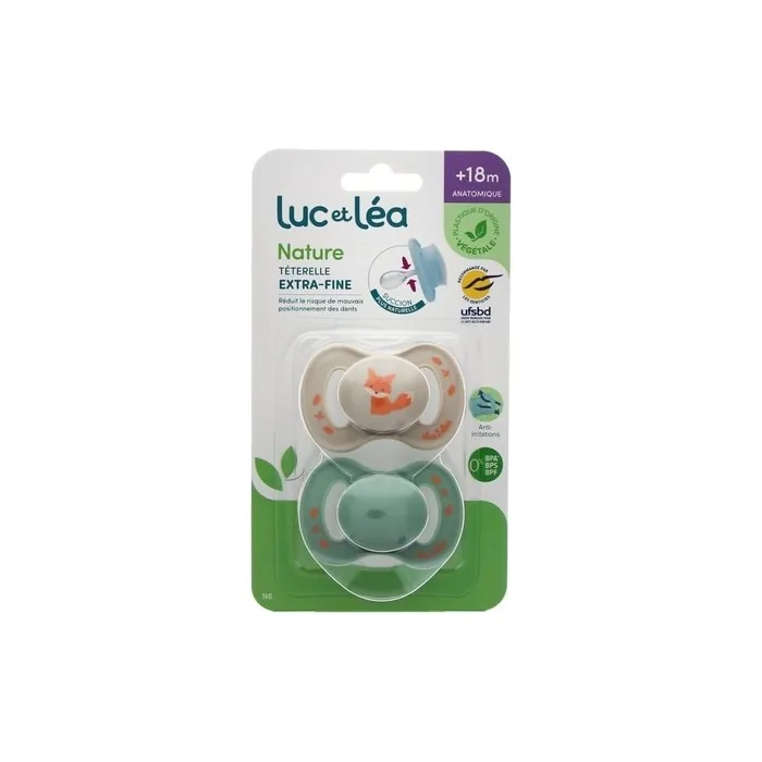 Luc & Lea Anatomical Pacifiers Extra-Fine Teat 18+ Months - Model Fox