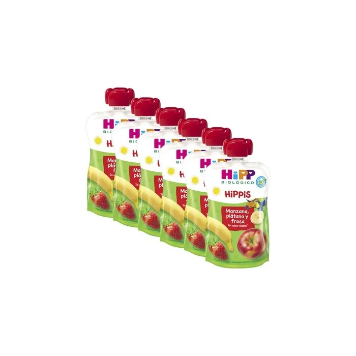 Hipp Organic Apple, Banana, And Strawberry Pouches - 6x100g