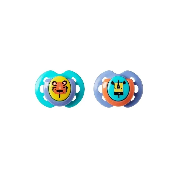Tommee Tippee Fun Style Soothers, 0-6m, 2 Pack, Symmetrical Orthodontic Design