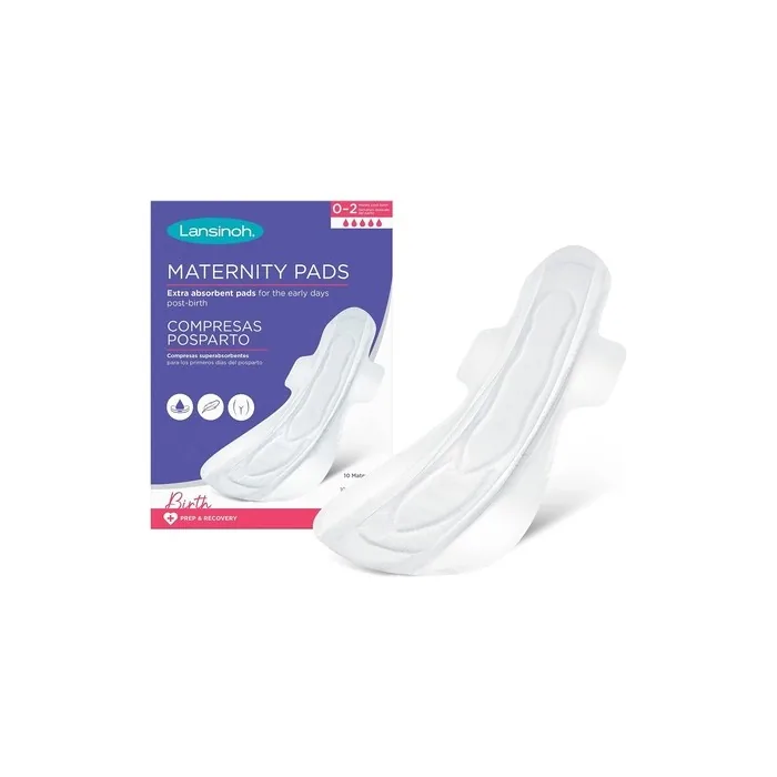 Lansinoh Maternity Pads After Birth Extra Absorbent with Wings 10 count