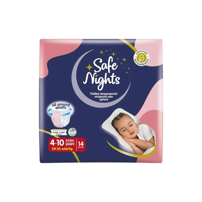 Babylino Safe Nights Girl Absorbent Night Pants for Girls 4-10 Years (20-35 kg)