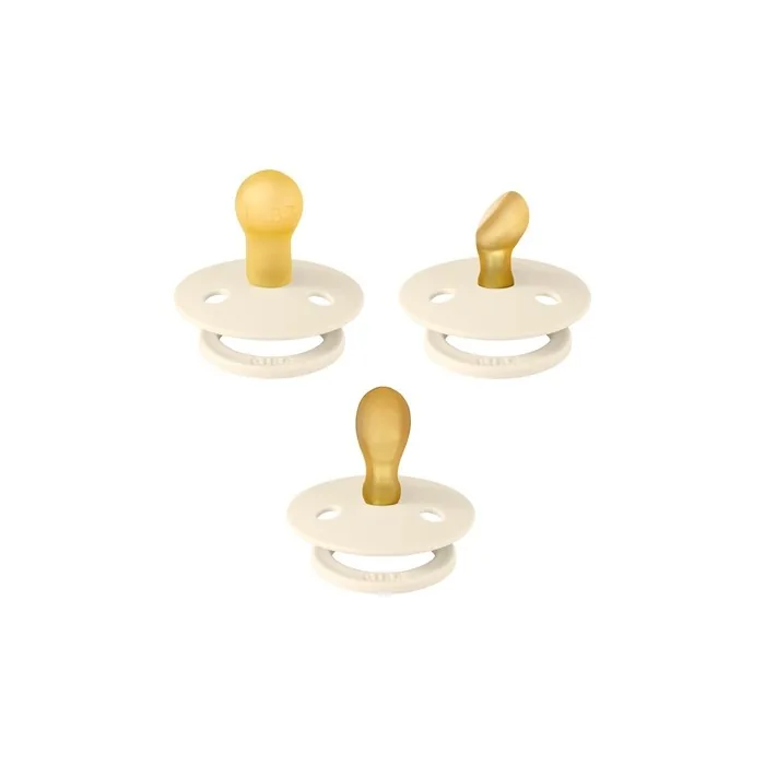BIBS Colour Try-It Collection: 3 Pacifiers for the Unique Needs of Your Baby, Cherry Shape, Symmetrical and Jaw-Friendly Nipples, Natural Rubber/Latex, 0+ Months - Pack of 3