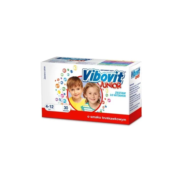 Vibovit Junior Strawberry Flavour For Children Aged 4 To 12 Years 30 Sachets