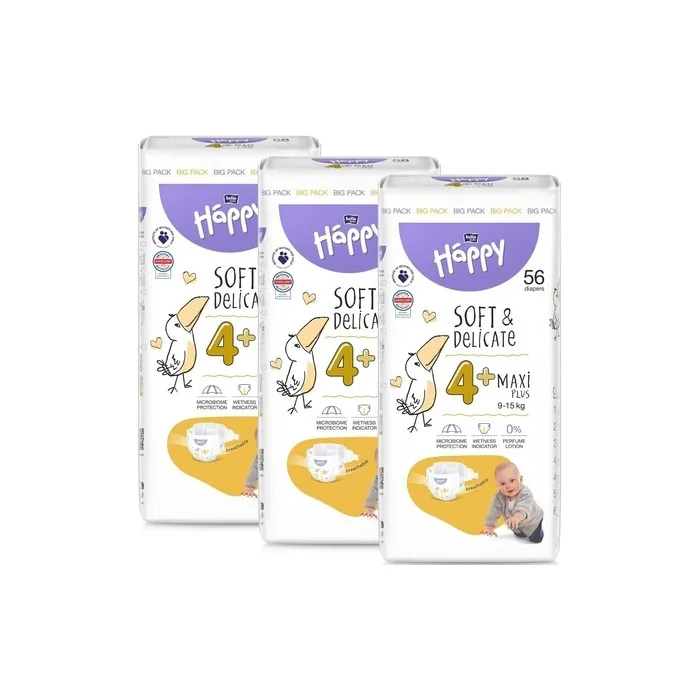 Bella Baby Happy Diapers Soft and Delicate Size 4+ Maxi Plus 9-15kg Big Pack 168