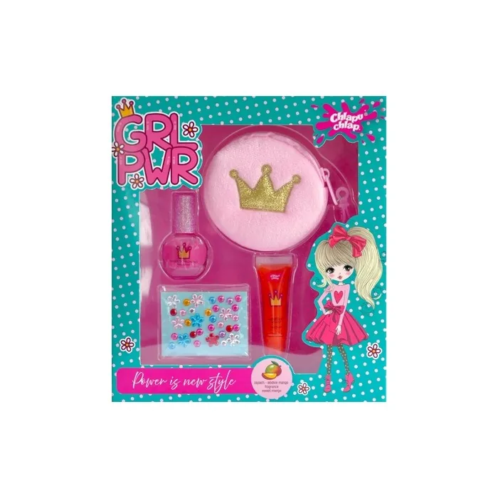 Chlapu Chlap Girl Power Ii Sweet Mango Children's Set With Cosmetic Bag Nail Polish Lip Gloss And Decorations