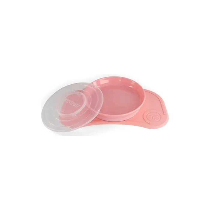 Twistshake Children's Plate with Suction Cup and Baby Plate on Silicone BPA Non-Slip from 6 Months Pastel Pink