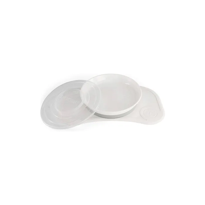 Twistshake Children's Plate with Suction Cup and Baby Plate on Silicone BPA Non-Slip from 6 Months White