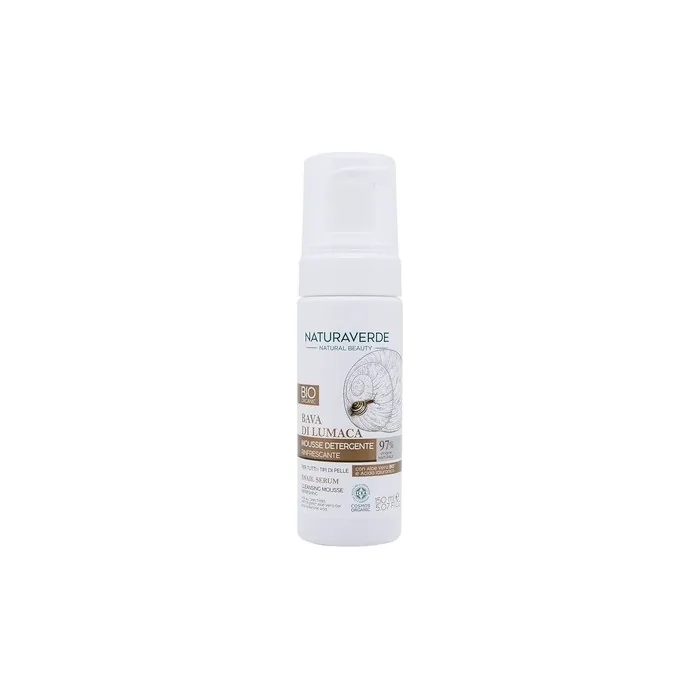 Naturaverde Organic Snail Slime Cleansing Mousse with Organic Aloe Vera and Hyaluronic Acid ICEA Certified Refreshing 150ml