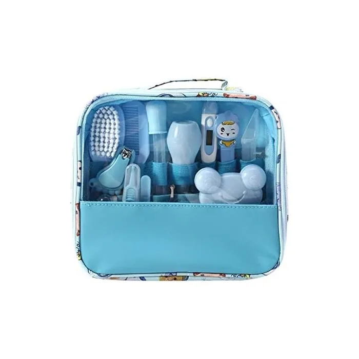 Moonvvin Baby Care Kit 13pcs Health Care Accessories for Home and Travel with Carrying Bag Blue